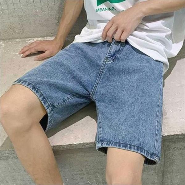 남성 루즈핏 일자 5부 청반바지 데님 숏팬츠 여름