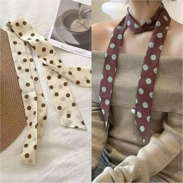 도트패턴 얇은 롱 스카프 4개세트 가방꾸미기 목스카프