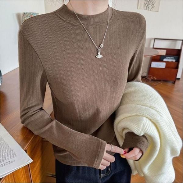 여자 반목 얇은골지 라운드넥 골지 니트티 슬림핏 이너티 5색