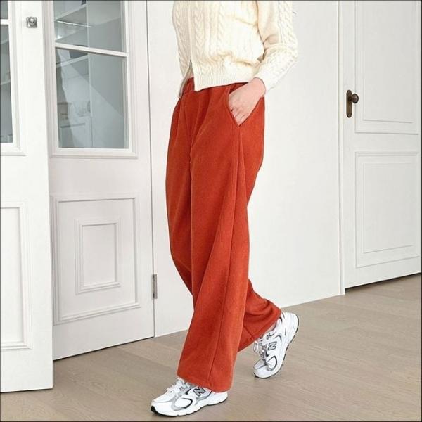남녀공용 골덴 와이드핏 바지 겨울 인조양털 기모바지 8색
