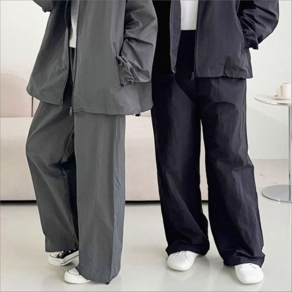 남성 여성 바스락 와이드핏 파라슈트 바지 스트링팬츠