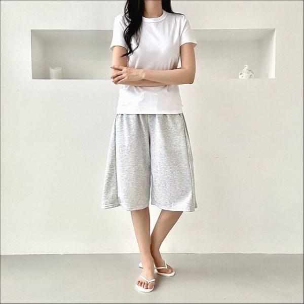 여성 통넓은 와이드핏 허리밴딩 버뮤다 팬츠 반바지 3색