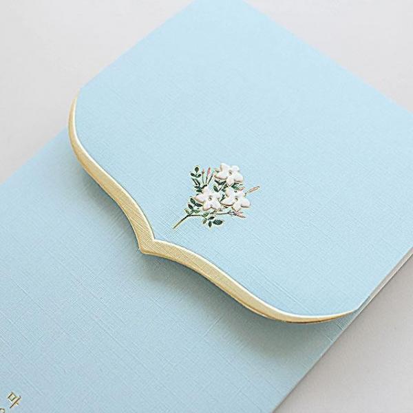꽃단아 블루 축하봉투 축의금봉투 감사봉투 꽃봉투 감사카드