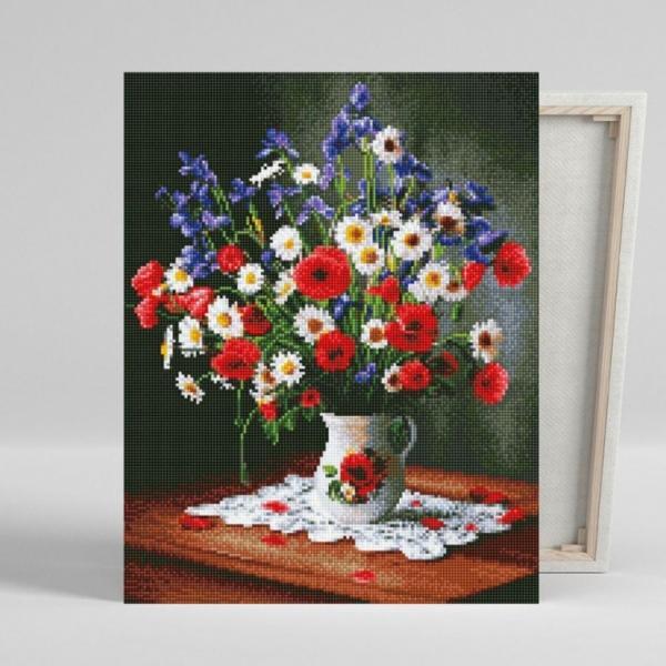 DIY 보석십자수 삼색 꽃화병 40x50