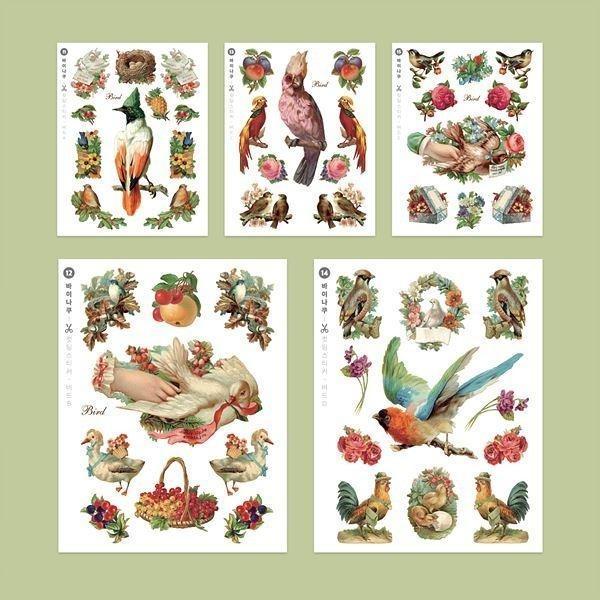 버드 컷팅 데코 꾸미기 투명스티커 종이스티커