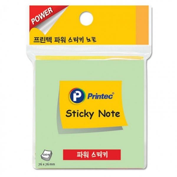 프린텍 S7676G 파워스티키노트 연두 76x76mm 100매