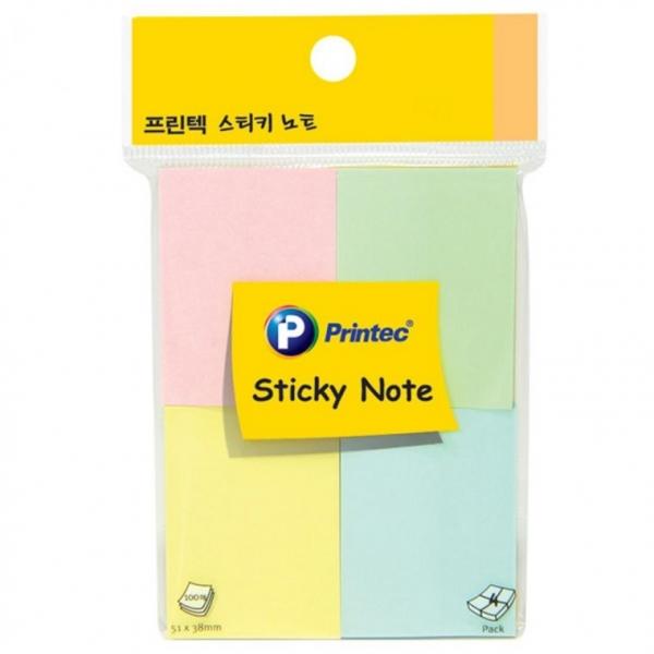 프린텍 A040 혼합스티키노트 파스텔4색 100매 51x38
