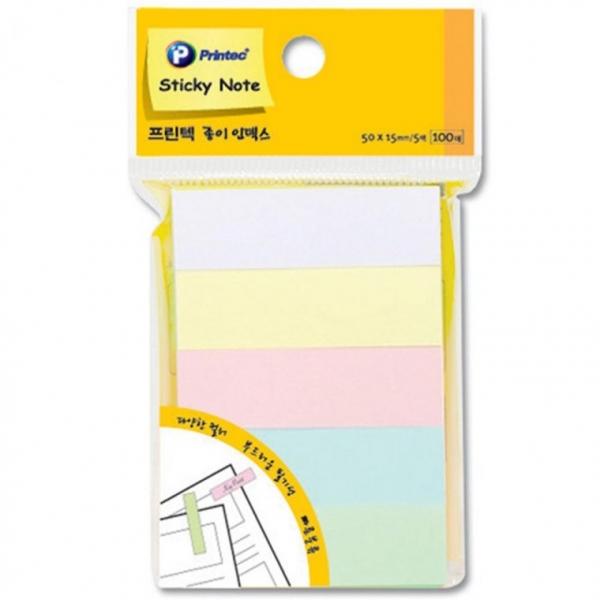 프린텍 PI060 종이인덱스 파스텔 5색 50x15