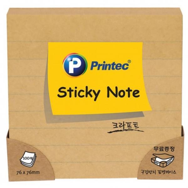 프린텍 L7676K 라인스티키노트 노트형 크라프트 76x76