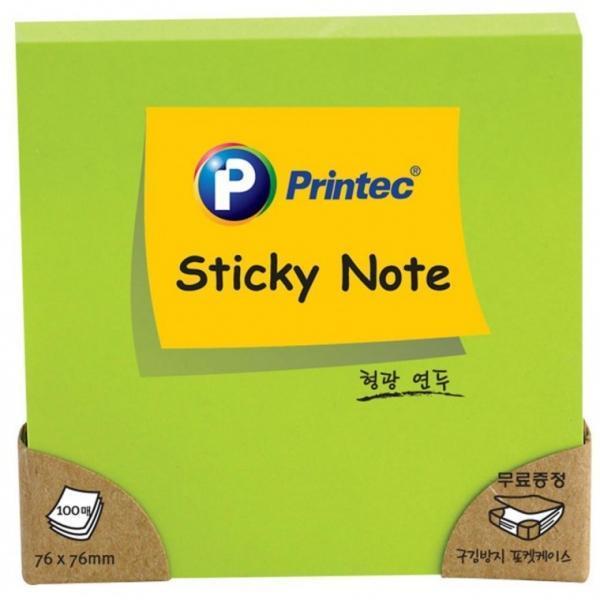 프린텍 N7676G 형광스티키노트 형광연두 76x76