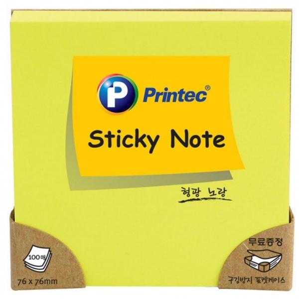 프린텍 N7676Y 형광스티키노트 형광노랑 76x76