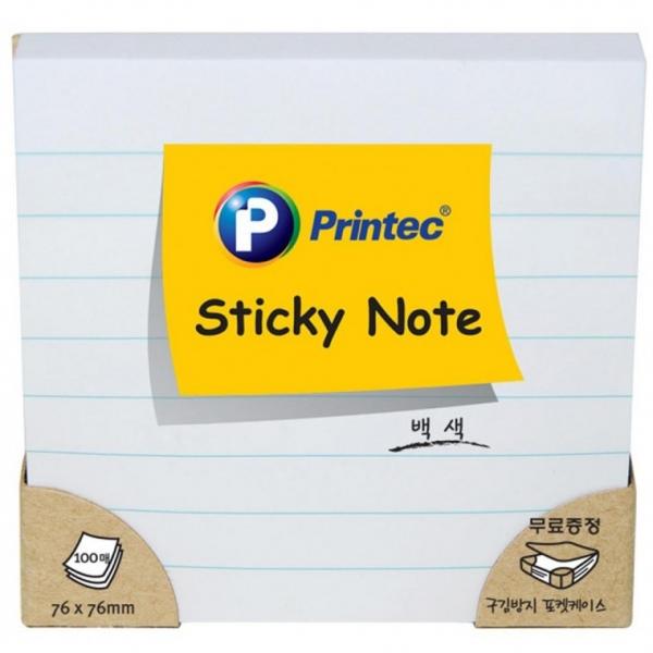 프린텍 L7676W 라인스티키노트 노트형 화이트 76x76
