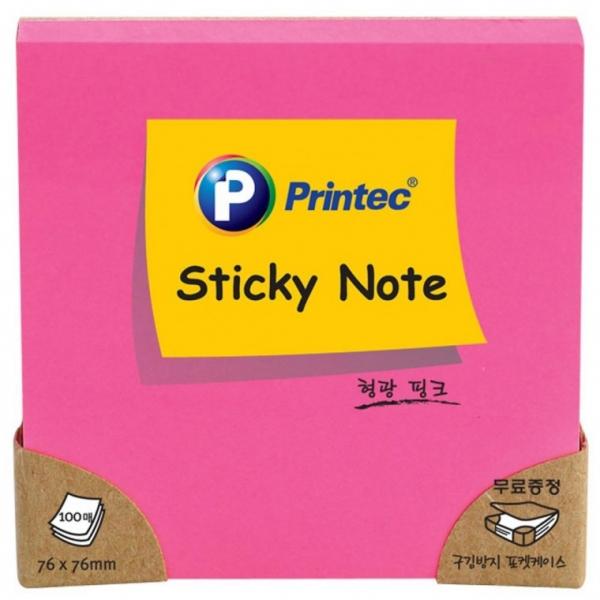 프린텍 N7676P 형광스티키노트 형광핑크 76x76