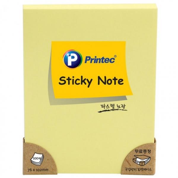 프린텍 76102Y 파스텔스티키노트 노랑 76x102