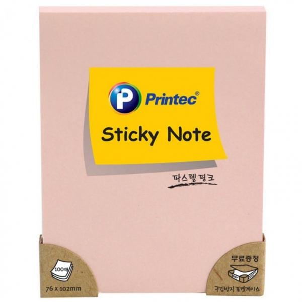 프린텍 76102P 파스텔스티키노트 핑크 76x102