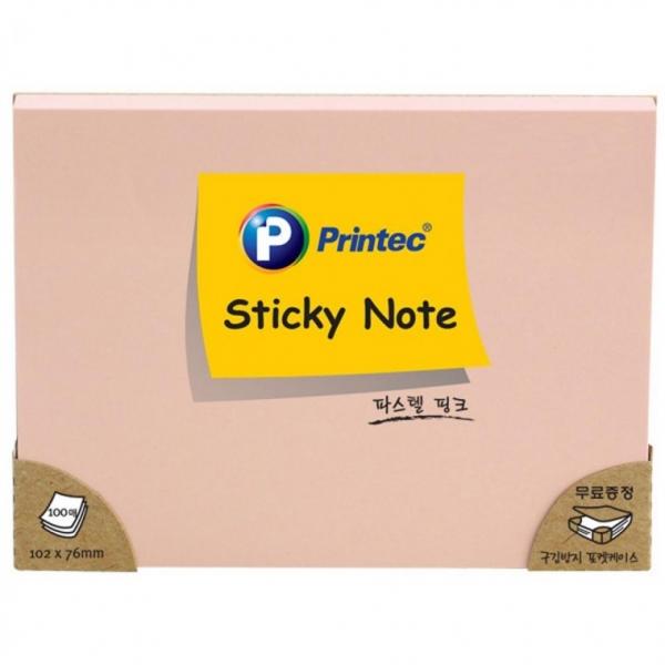 프린텍 10276P 파스텔스티키노트 핑크 102x76