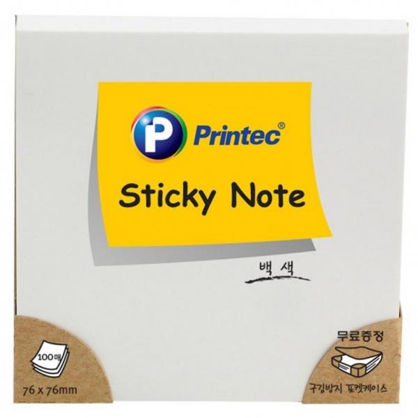 프린텍 7676W 파스텔스티키노트 백색 76x76