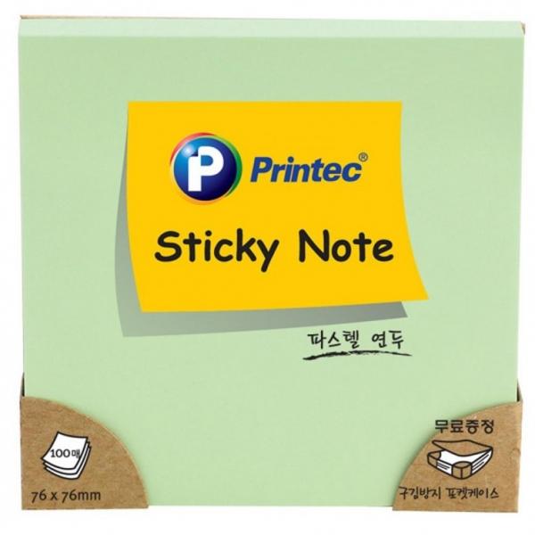 프린텍 7676G 파스텔스티키노트 연두 76x76