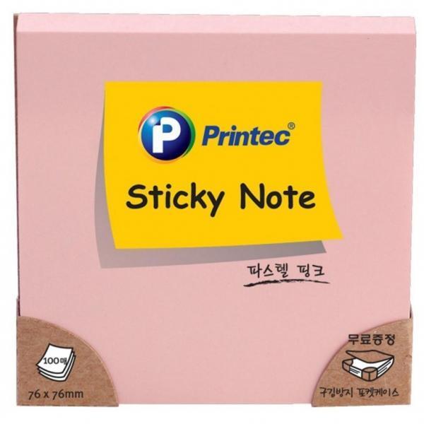 프린텍 7676P 파스텔스티키노트 핑크 76x76
