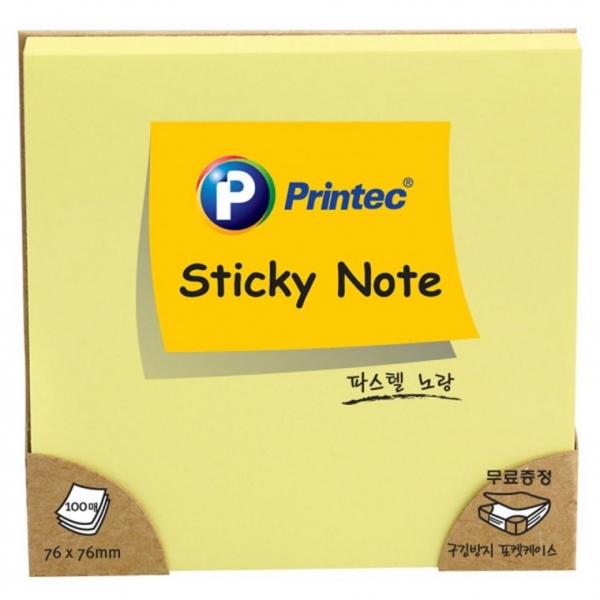 프린텍 7676Y 파스텔스티키노트 노랑 76x76