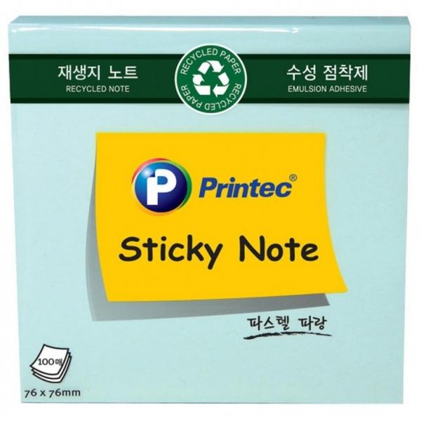 프린텍 E7676B 재생지 스티키노트 파랑 76x76