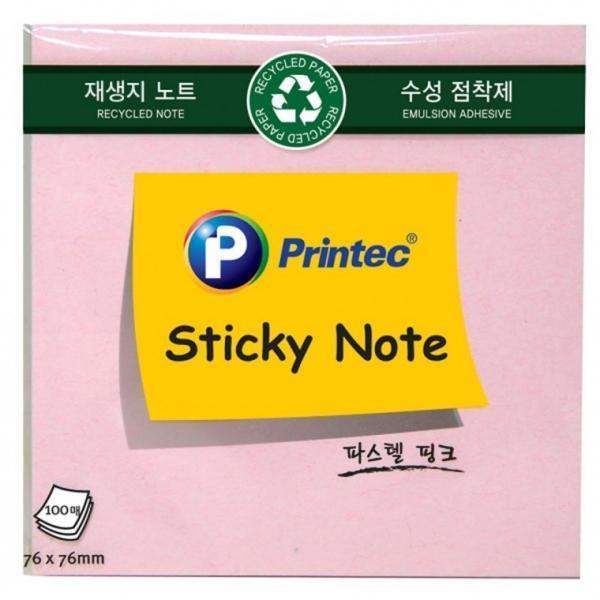 프린텍 E7676P 재생지 스티키노트 핑크 76x76