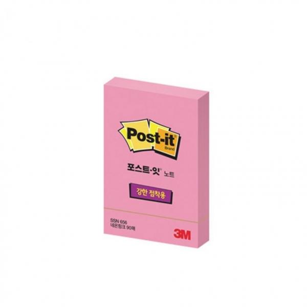 3M 포스트잇 강한점착용 노트 656 네온핑크 (51mmx76mm)