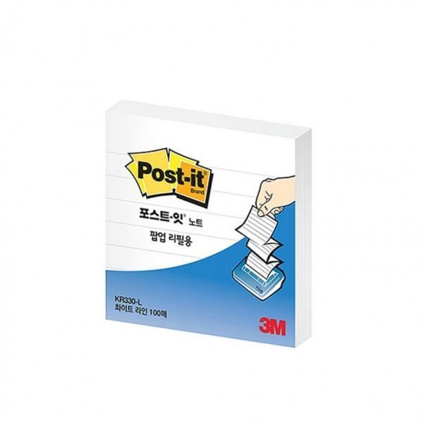 3M 포스트잇 화이트 라인 팝업 노트 KR-330 (76mmx76mm)