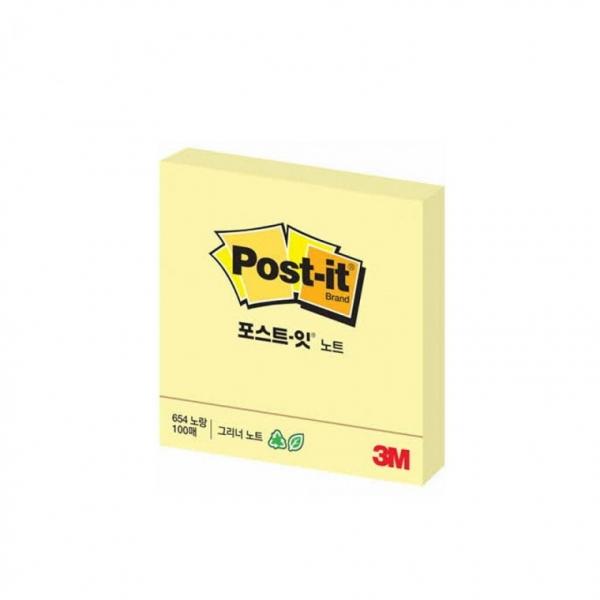 3M 포스트잇 그리너노트 654-RC 노랑 (76mmx76mm)