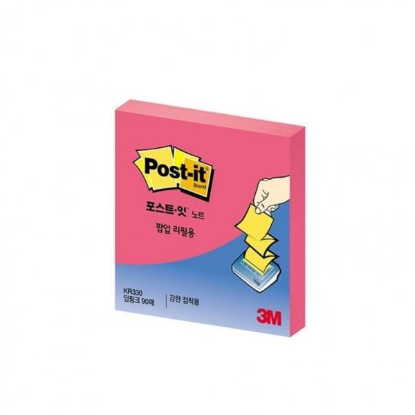 3M 포스트잇 딥핑크 팝업리필용 강한점착용 노트 KR-330