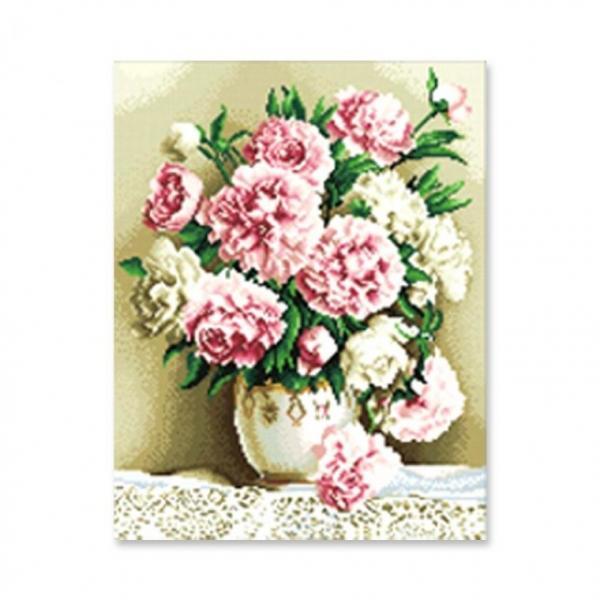 DIY 보석십자수 정물 모란화병 40X50