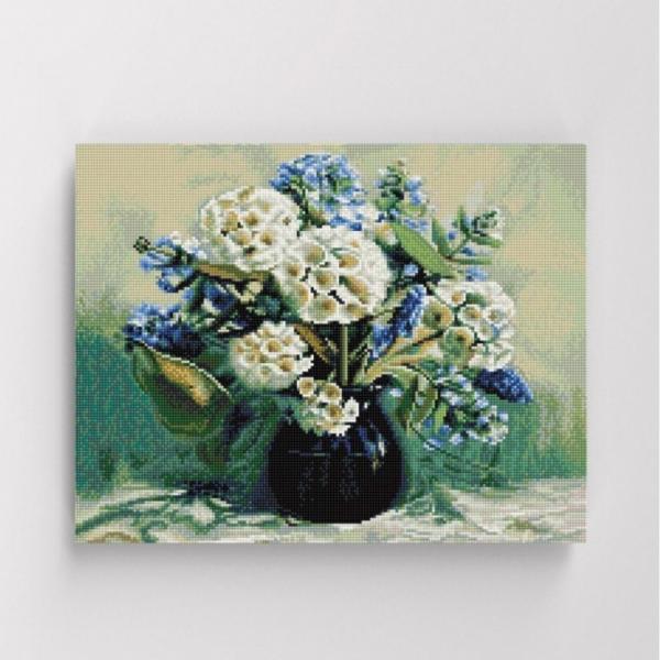 DIY 보석십자수 푸른 꽃향기 화병 40x50