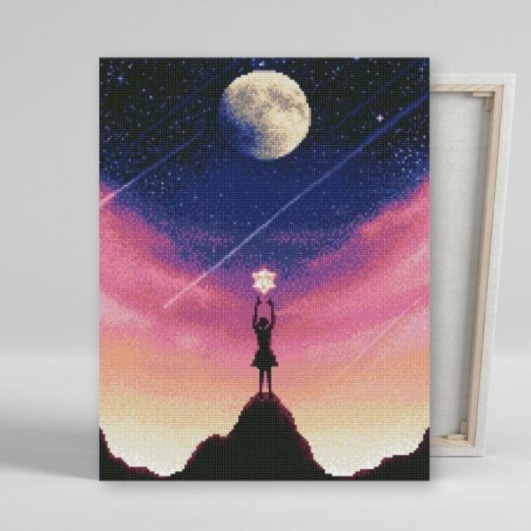 DIY 보석십자수 별따는 소녀 40x50