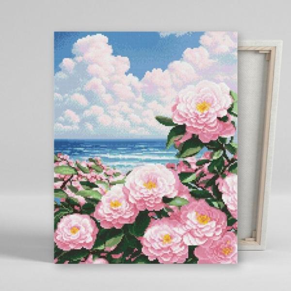 DIY 보석십자수 동백꽃과 운해 40x50