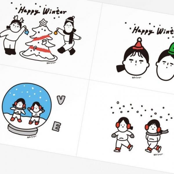 달페이퍼 해피윈터 4종 엽서 postcard