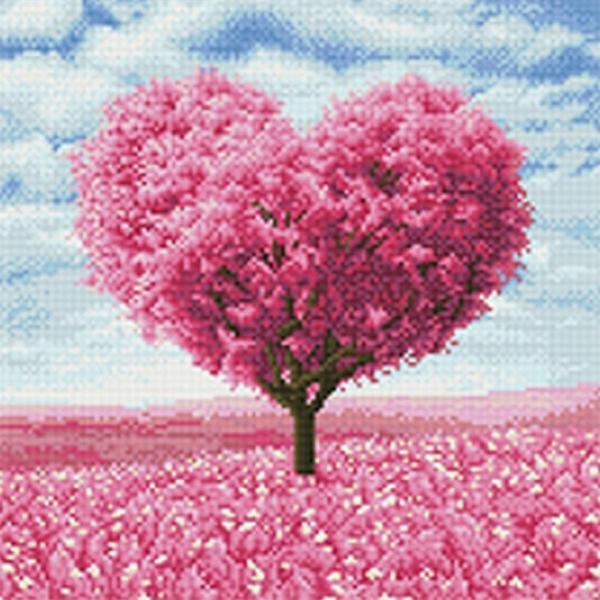 DIY 보석십자수 러블리 핑크하트트리 30X30