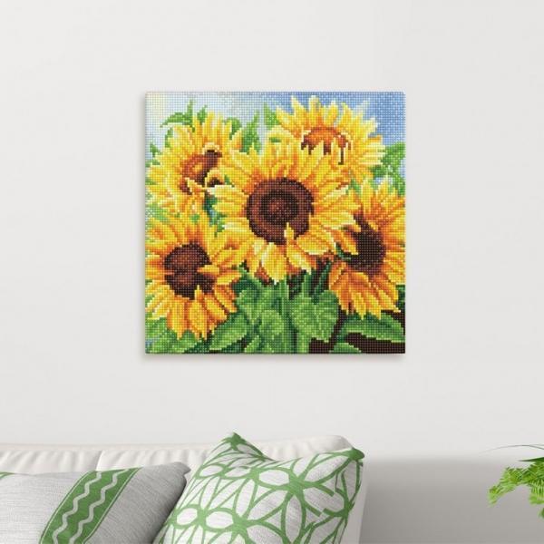 DIY 비즈 큐빅 보석 십자수 캔버스형 5개의태양 30X30