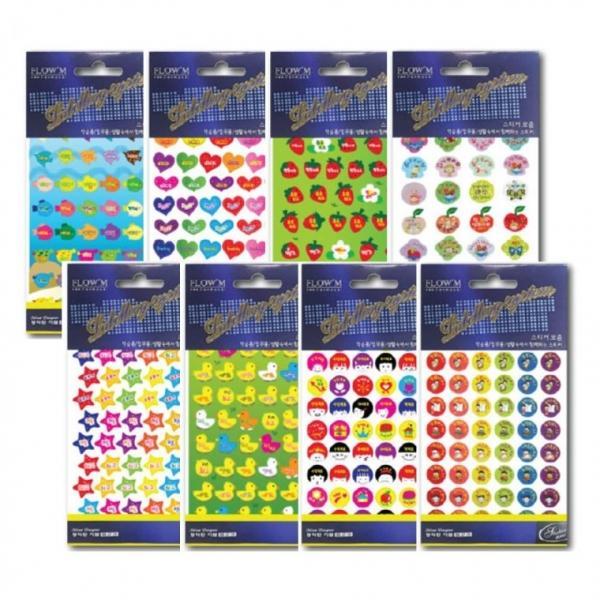 어린이 칭찬 스티커 캐릭터 동물 얼굴모양 5매입