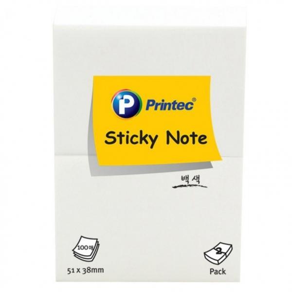 프린텍 5138W 파스텔스티키노트 백색2EA 51x38