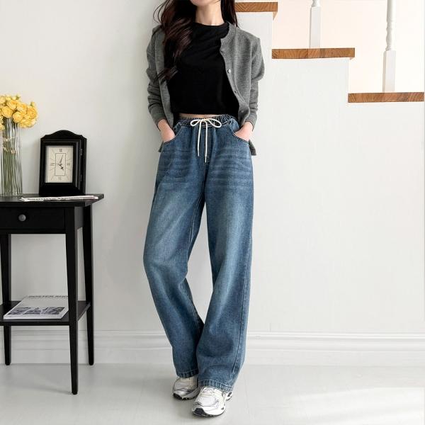 GAA SF1046W 여자 스트레이트 밴딩 일자핏 청바지 데님