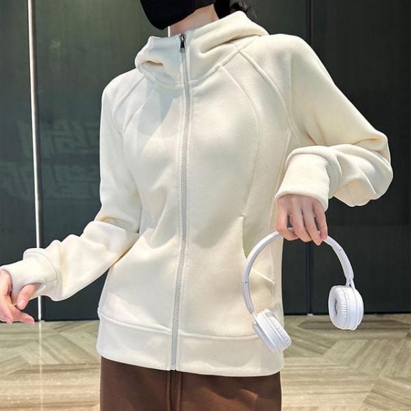 여성용 폴라플리스 슬림핏 절개 후드 집업 1004528