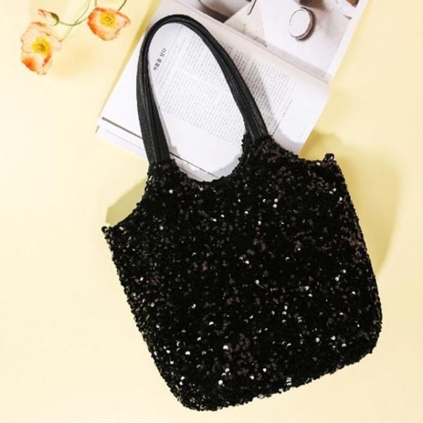 스팽글 숄더백 크로스 반짝이 가방 블랙