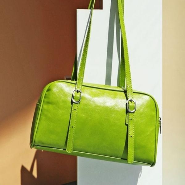 숄더백 데일리 출퇴근 여성 스퀘어 광택 가방 그린
