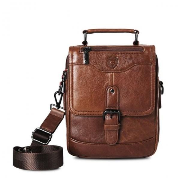 크로스백 가죽 보조 버클 빈티지 가방 라이트브라운