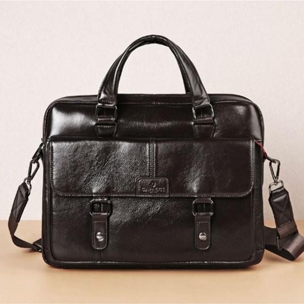 직장인 출근 데일리 남성 서류 가죽 가방 다크브라운
