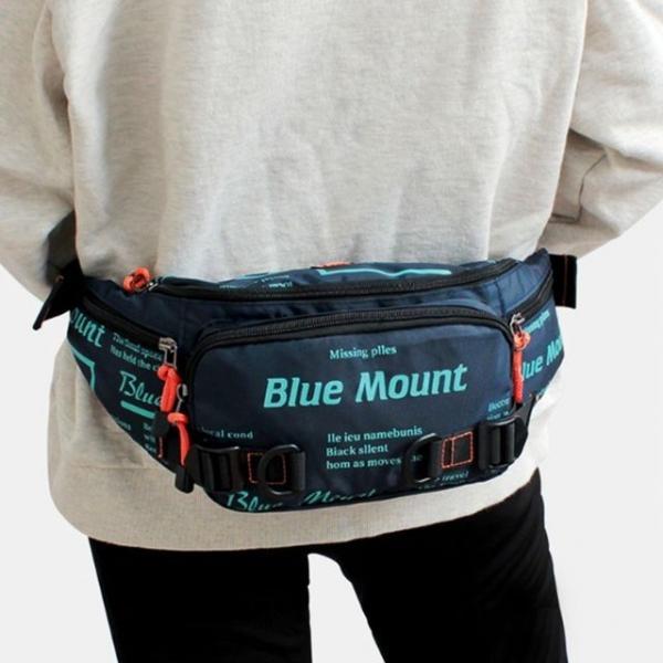 캐주얼 힙색 크로스 바디 텍스트 가방 네이비