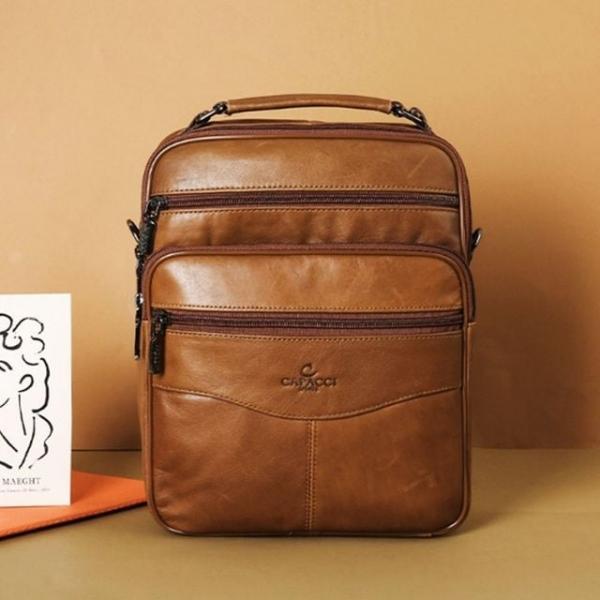 크로스백 빈티지 클래식 외출 가죽 가방 중 브라운