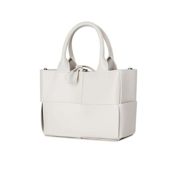 미니 토트백 크로스 위빙 가방 스퀘어 라이트베이지