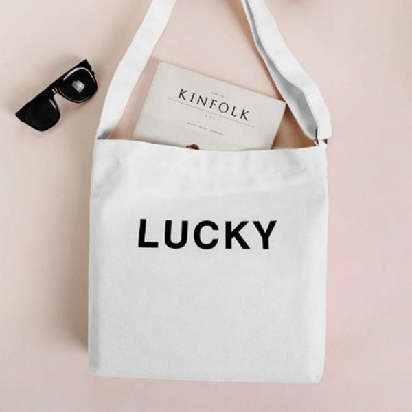 에코백 숄더백 남자 여자 럭키 심플 가방 아이보리