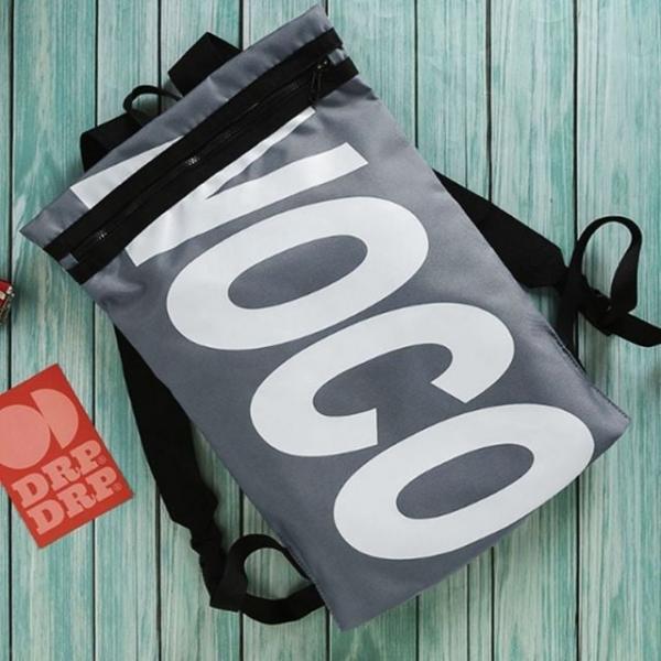 학생 여행 캐주얼 스포티 레터링 백팩 가방 그레이